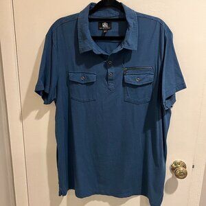 Rock & Republic Blue zipper pocket polo shirt, Size XXL